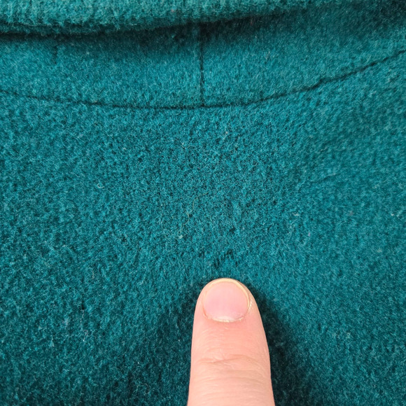 80s Vintage L.L. Bean Teal Green Wool Double-Breasted Overcoat Pea Coat Size XL - Picture 10 of 13